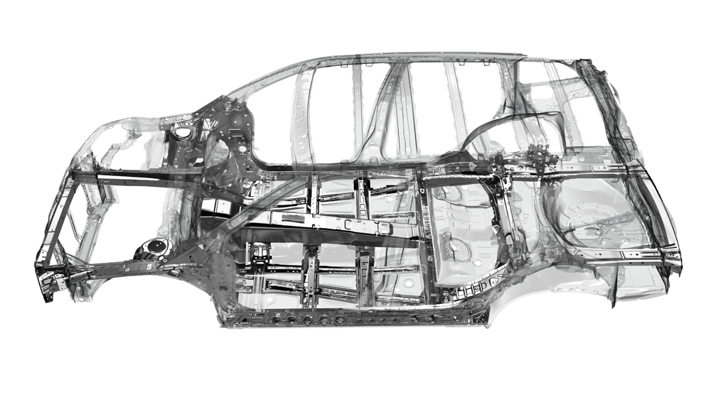 Image of the Subaru Global Platform frame and chassis.