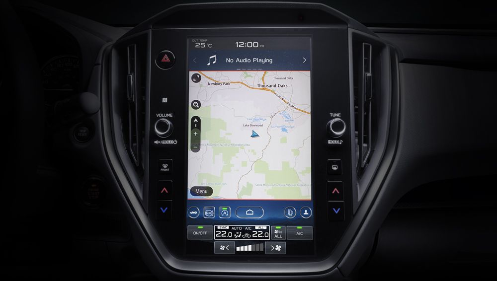 Shot of 11.6-inch screen infotainment system with Navigation.