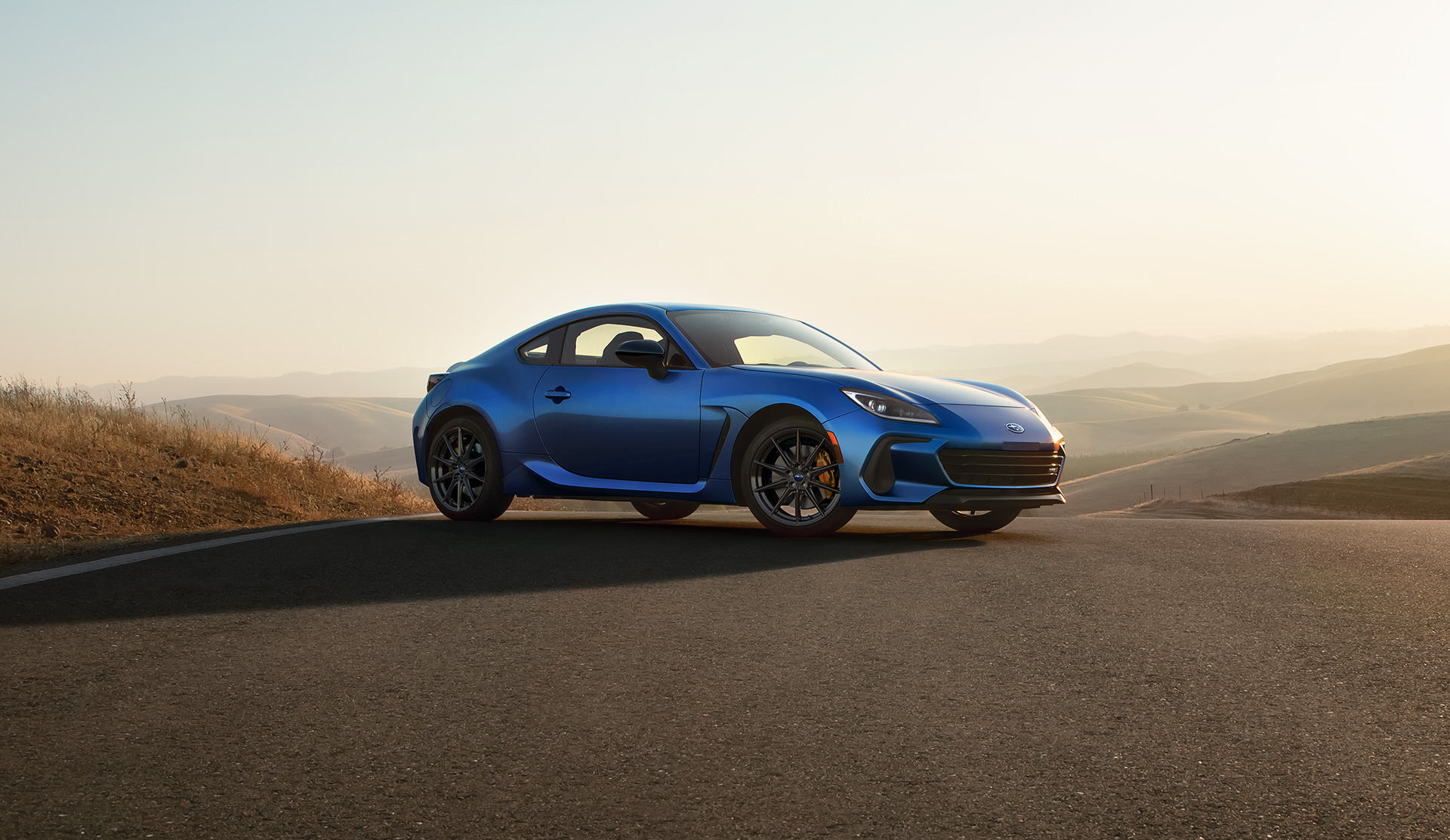 Front quarter shot of 2025 BRZ tS parked on racetrack.