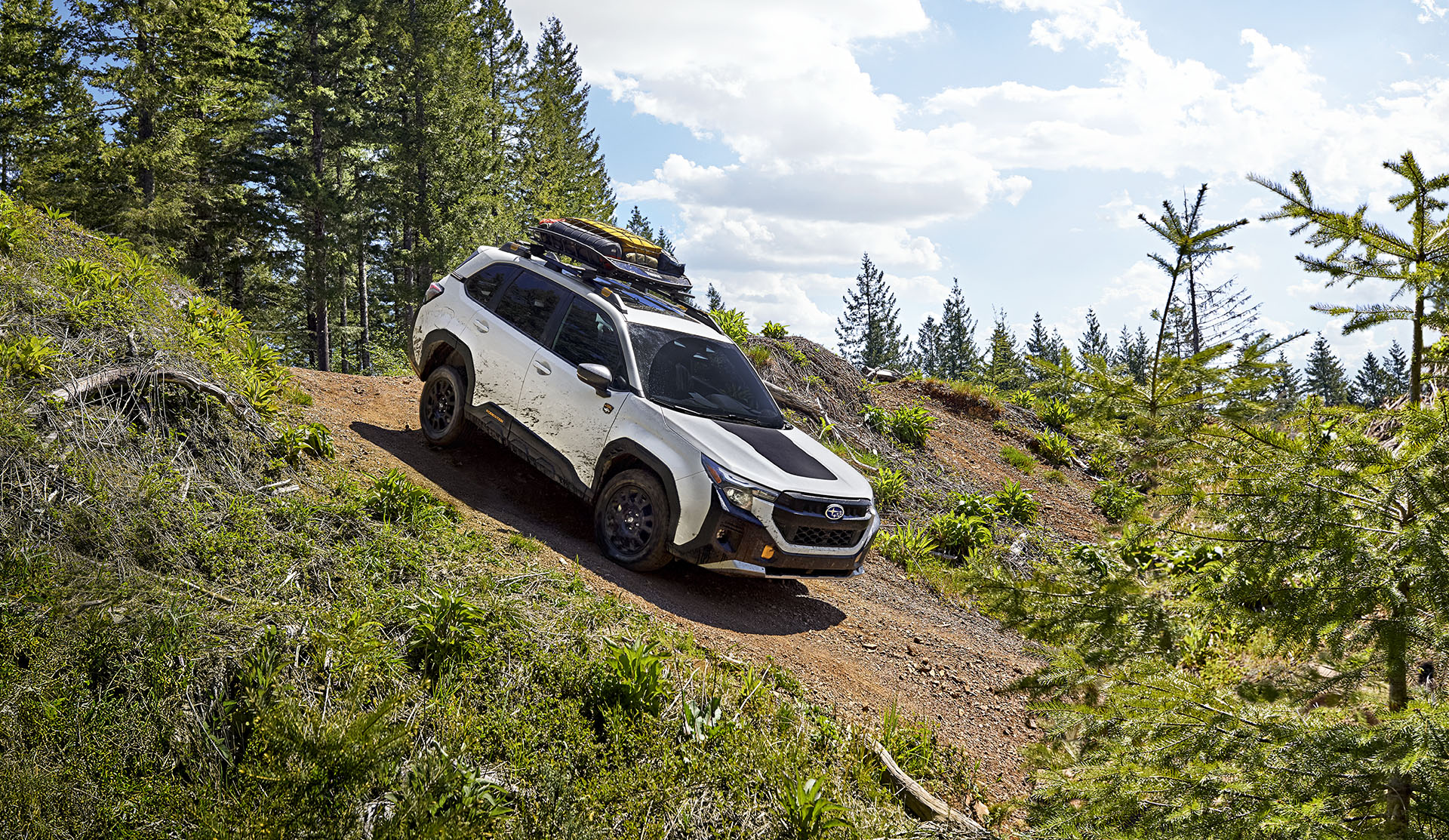 2026 Subaru Forester Wilderness heading downslope on a trail.